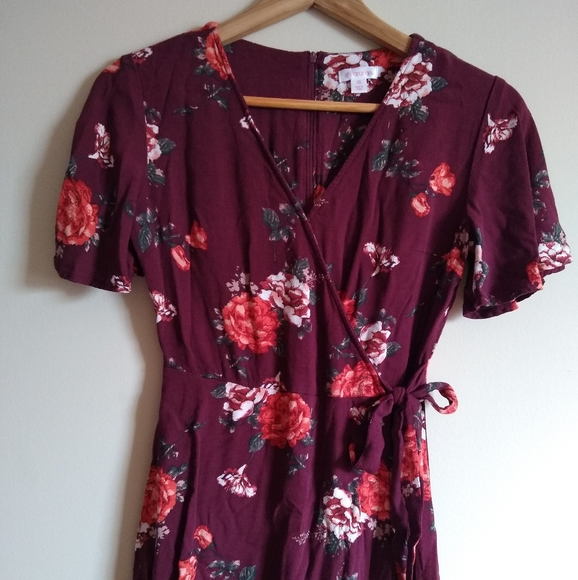 Xhilaration Maroon Wrap Style Dress Size XS - Picture 3 of 6